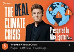 PragerU youtube thumbnail titled "The Real Climate Crisis"